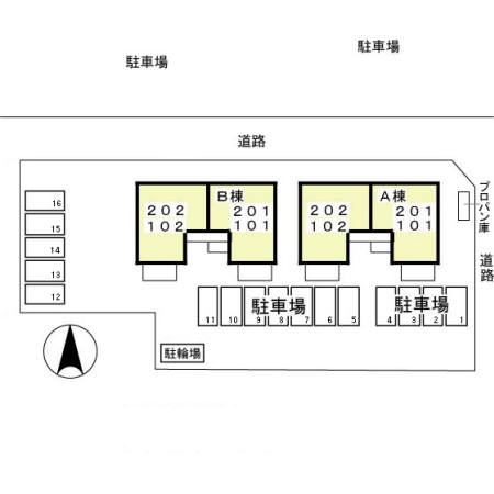 カーサ城之内 Bの区画図