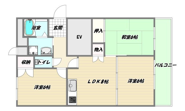 大阪市淀川区木川西１丁目の賃貸マンションの間取り