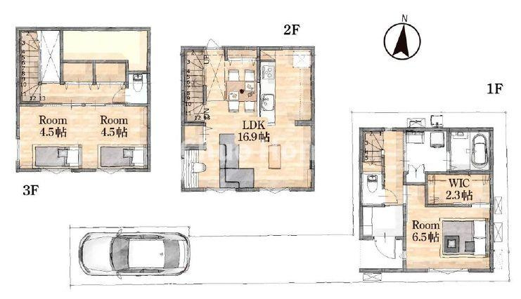 葛飾区西新小岩4丁目新築分譲住宅の間取り|B号棟間取り