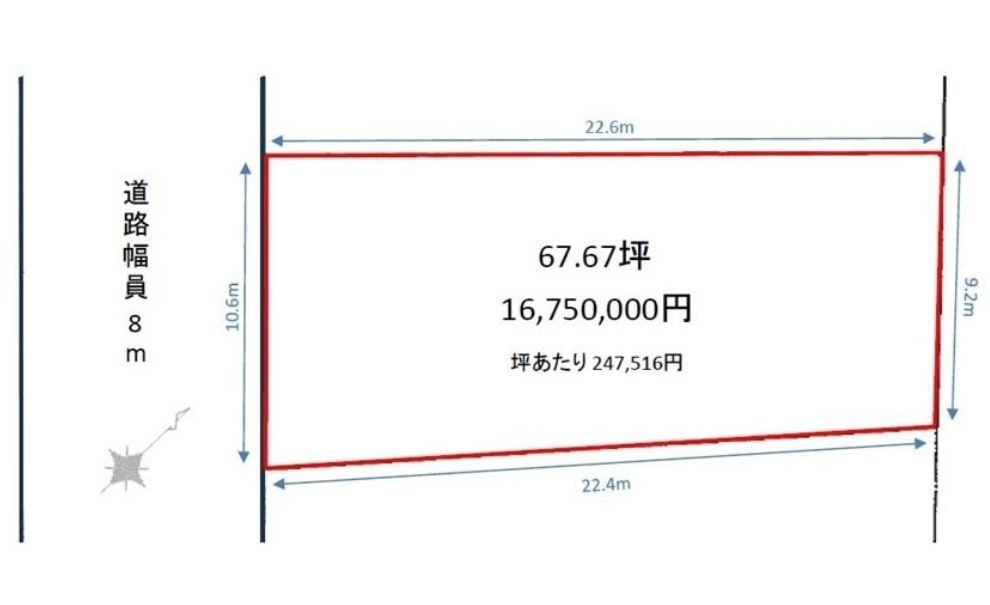 【土地】川越市天沼新田建築条件無し売地の土地図