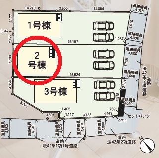 豊田市駒場町第1　新築分譲住宅　全3棟　2号棟の区画図