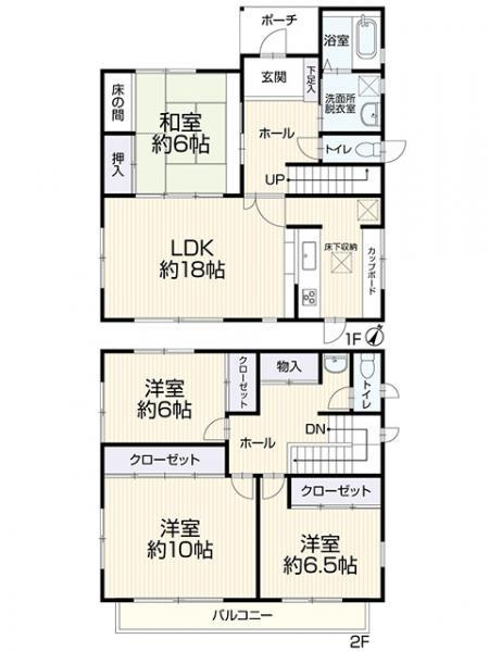 【中古住宅】知多郡東浦町大字緒川字上高根台の間取り