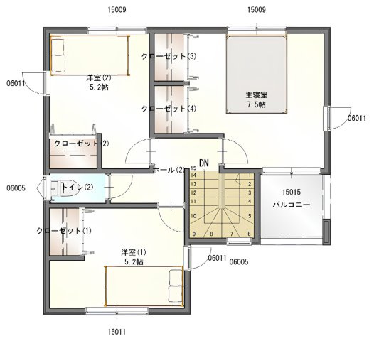 ピースタウン東近江外町Ⅰ建売の区画図|2階図面｜ピースタウン東近江外町