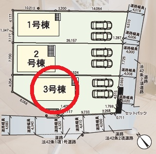 豊田市駒場町第1　新築分譲住宅　全3棟　3号棟の区画図