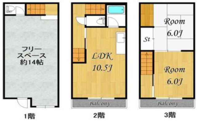 淀川区三津屋南１丁目　中古テラスハウスの間取り