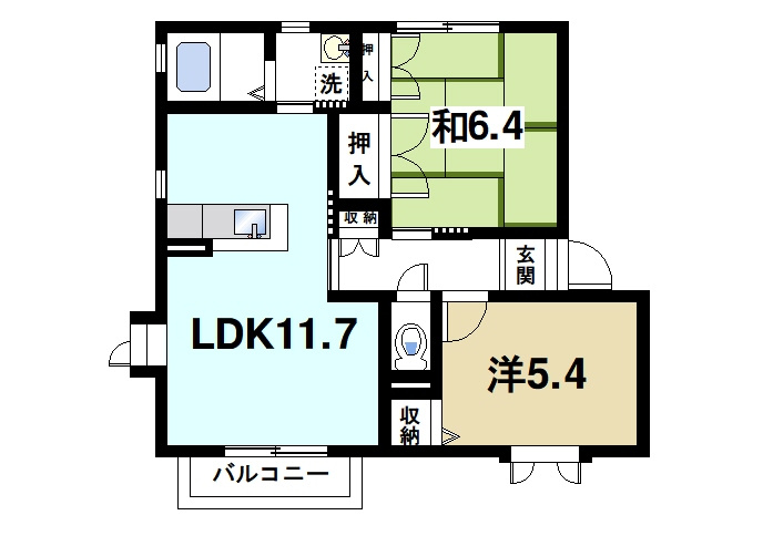 ファミーユ下山の間取り|使い易い2ＬＤＫ