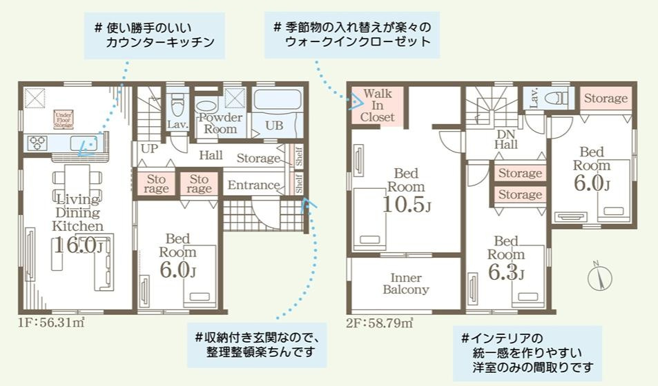第2下妻市鎌庭　新築戸建の間取り