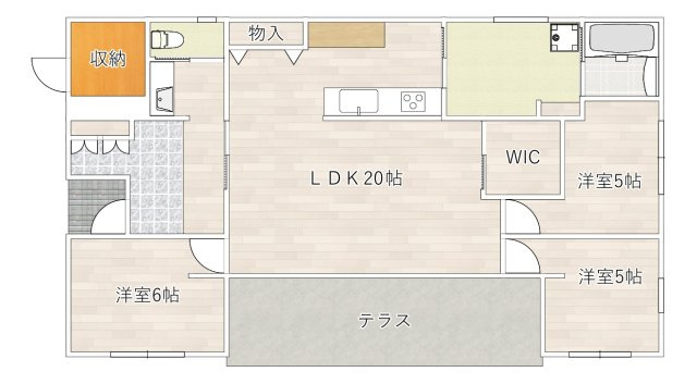 松瀬町平屋戸建の間取り