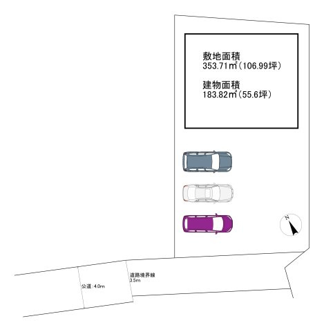 吉川市　二ツ沼　中古戸建の区画図|プライバシーにも配慮された住環境。駐車スペース付きで毎日のカーライフも快適です。