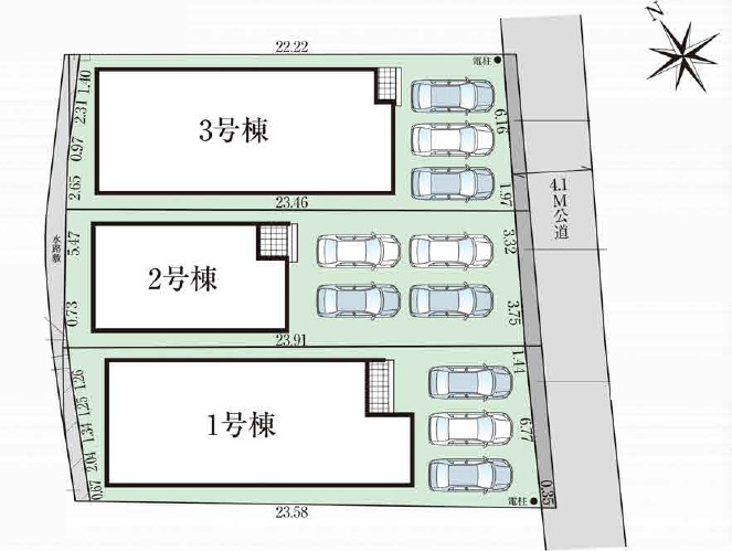 うるま市石川白浜2期（全3棟）ラスト2号棟の区画図|2号棟　