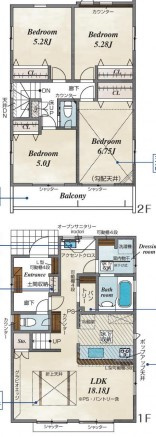 ◎茅ヶ崎市東海岸南6丁目　新築戸建　2号棟の間取り|3LDK☆