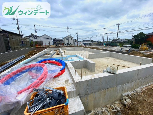 龍ケ崎市白羽第11　新築戸建　5号棟の外観|現在基礎工事中！着々と形になっていく様子を見学することもできます♪