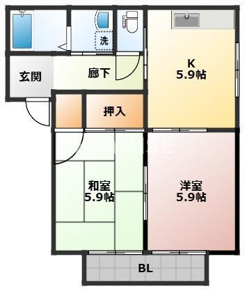 バリュージュ富の原Eの間取り
