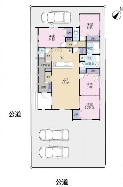 上尾市中妻5丁目　新築一戸建ての間取り