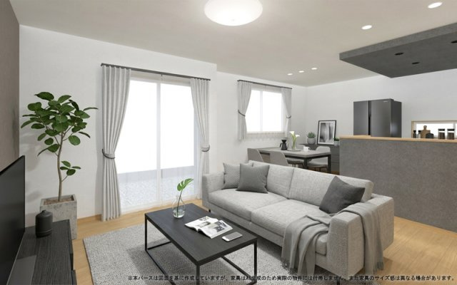 【完成予想図】 | 【LDK　イメージパース】
※画像は設計図面を基に作成したイメージです。