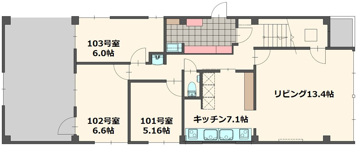 わんにゃんハウス新小岩の間取り|１階には３戸、２階には７戸、３階は６戸の個室があり、J:COMのインターネット回線も各部屋個別に無料