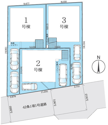 【区画図】 | 平塚市袖ケ浜　全３棟　新築住宅