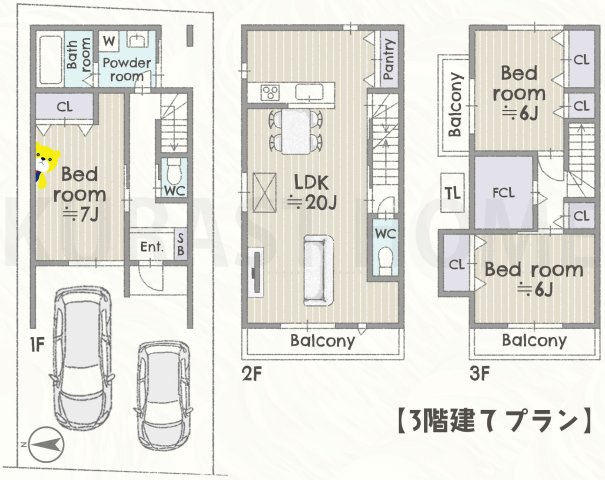 京都市西京区上桂御正町　建築条件付き土地の参考プラン