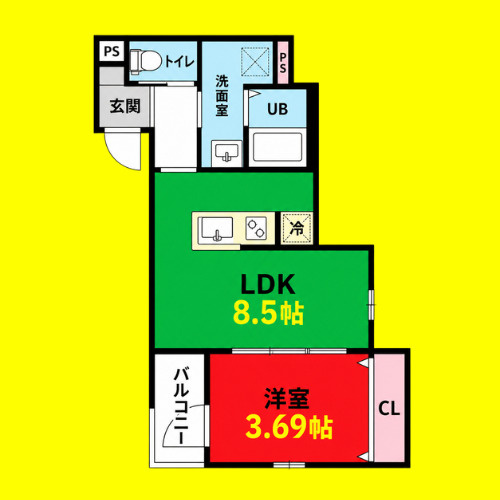 リュクスシティー黄金(リュクスシティーコガネ)　名古屋市賃貸　仲介手数料無料の間取り