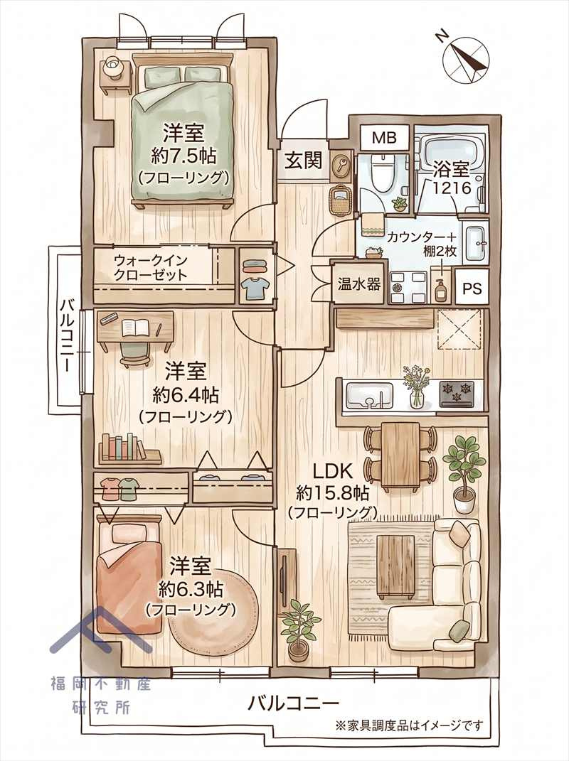 ライオンズマンション香椎宮参道の間取り
