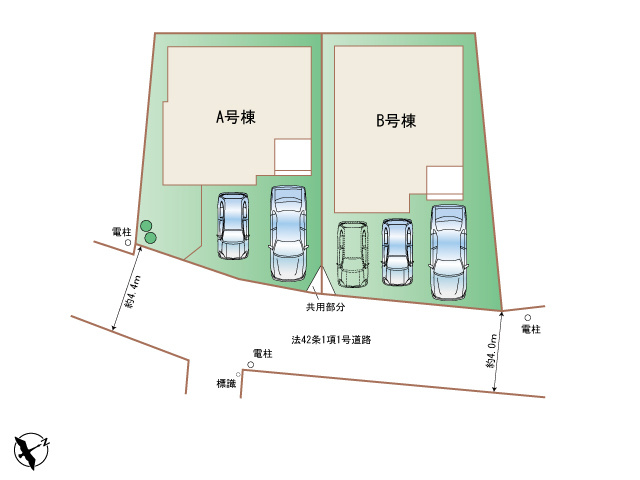 宜野湾市大謝名1丁目（全2棟）ラストA号棟の区画図|A号棟　