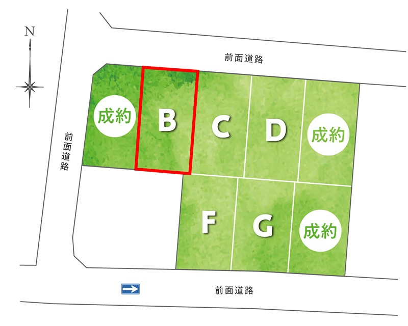「弥右衛門公園すぐ」高知市高そねB号地　建築条件付き売土地の区画図|残り5区画！