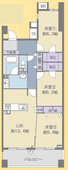 【間取り】 | グラン・コート湘南茅ヶ崎 | 3LDK