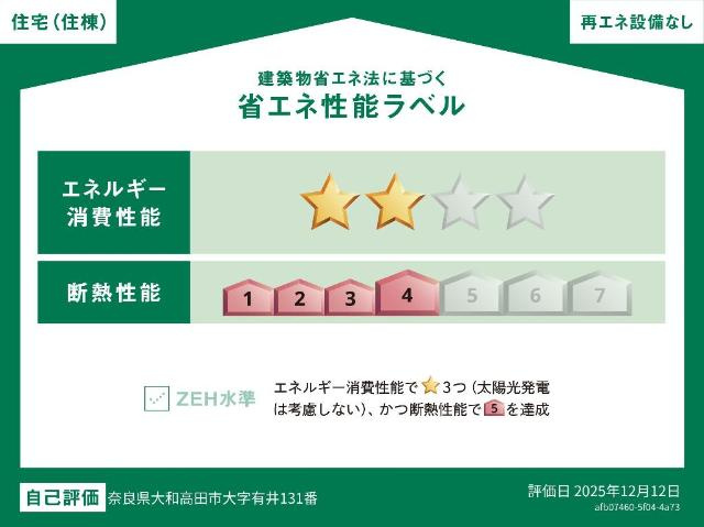（仮称）大和高田市有井新築アパートの外観|省エネ性能ラベル