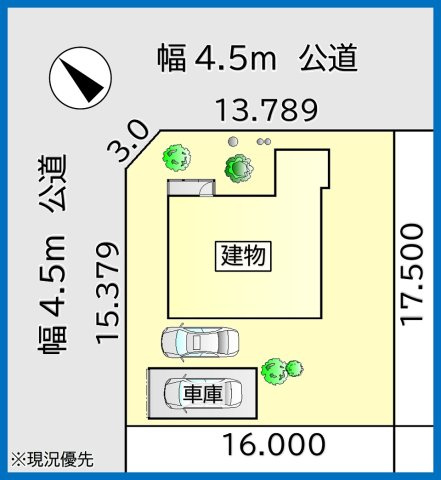 花川北2-5　戸建の区画図|敷地広々84坪の北側角地♪通行便利な立地です♪
