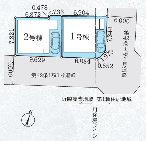 【区画図】 | 平塚市平塚２丁目　全２棟　新築住宅