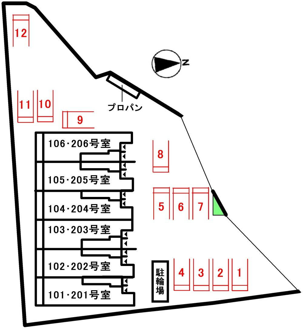 アルバータの区画図|駐車場