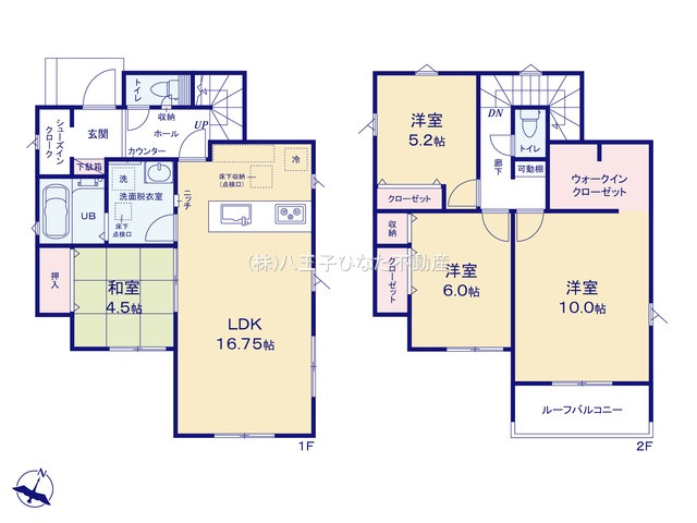 『八王子市新築戸建て』八王子市上壱分方町359-5【仲介手数料無料】　２４－２期の間取り|～仲介手数料無料☆八王子ひなた不動産～八王子市上壱分方町　新築戸建て