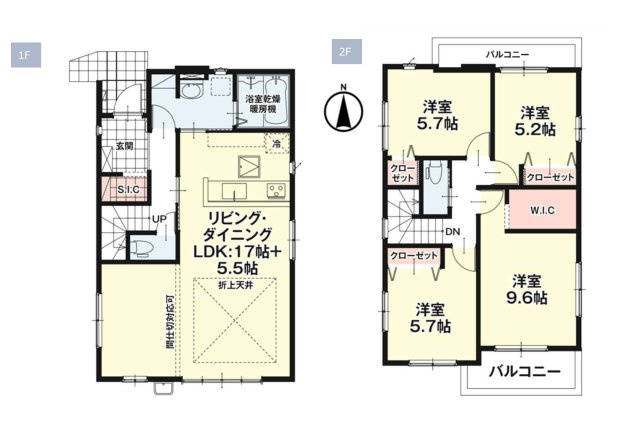 福岡市東区美和台3丁目第4-2棟（2号棟）　の間取り|全居室収納付きで便利です。