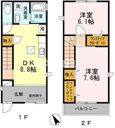 加茂戸建借家D棟の間取り