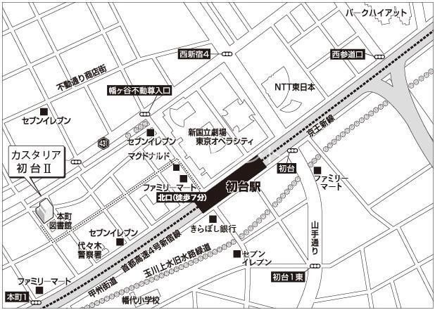 【地図】カスタリア初台Ⅱ