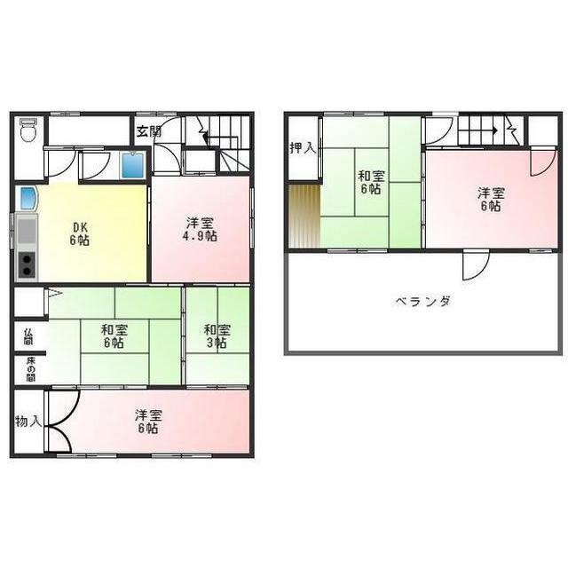 山県市高富の一戸建ての間取り