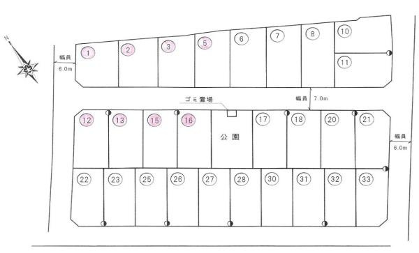 和歌山市野崎分譲地（13号の内容）の土地図