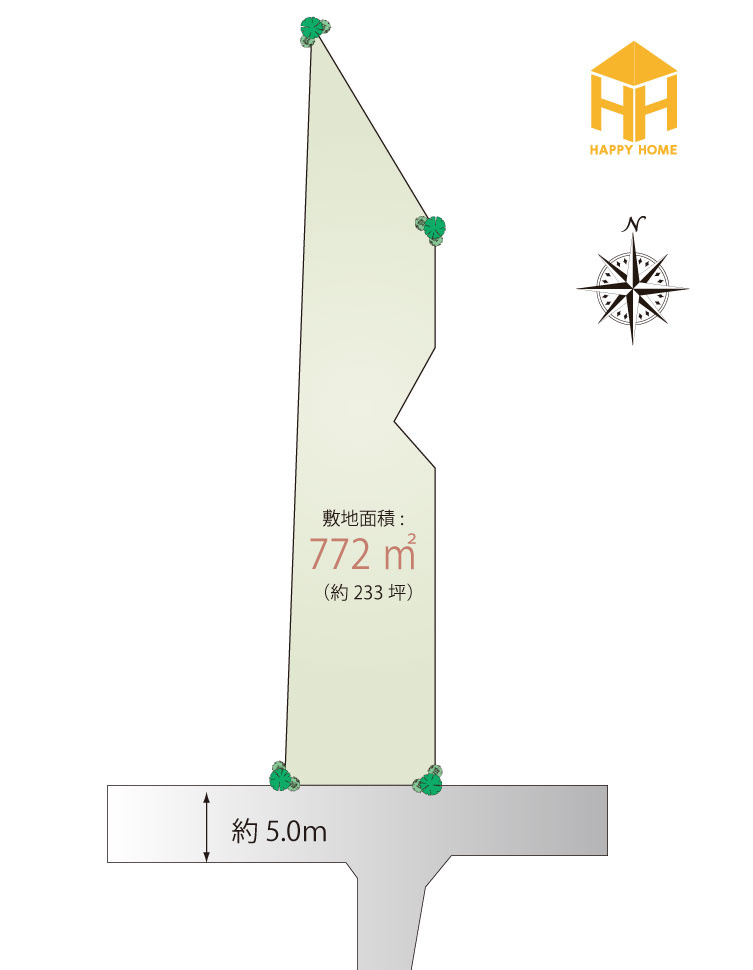 尼崎市田能6丁目建築条件無し土地の土地図|土地価格1億8690万円、土地面積772㎡ 