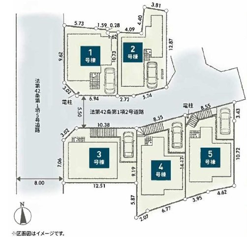 【横浜市戸塚区上矢部町2334全5棟新築戸建て】★仲介手数料無料★（上矢部小学校・岡津中学校）の区画図