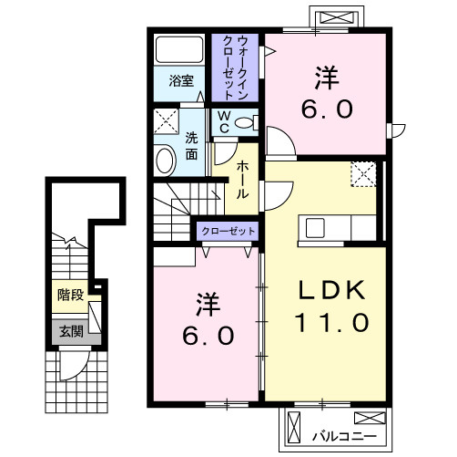 【間取り】 | ウエスト　ヒルズⅡ