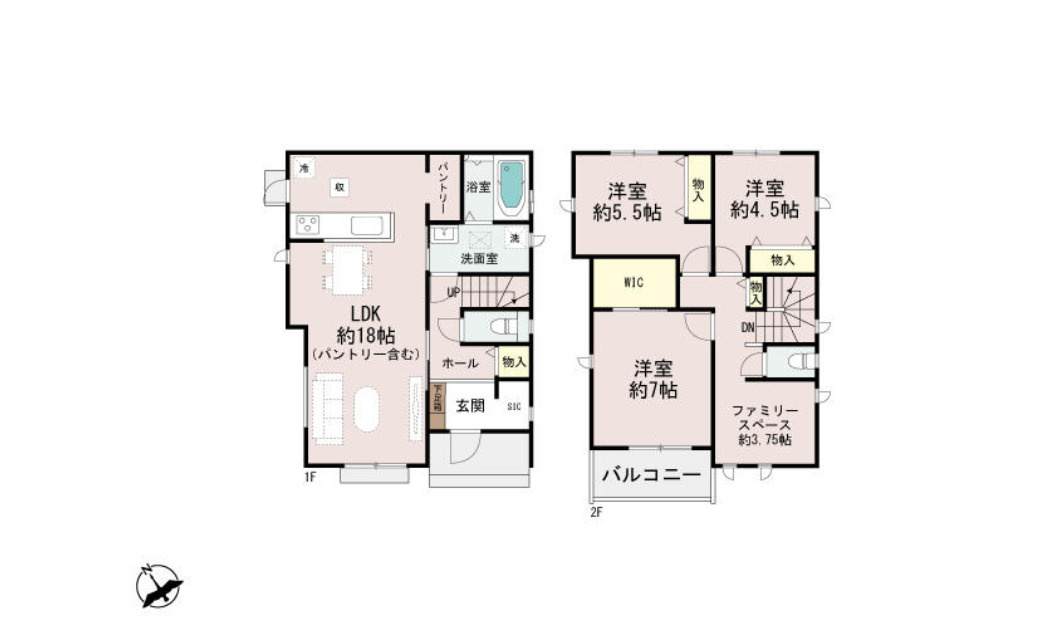 加古川市加古川町大野514番B号棟の間取り|A号棟間取り図