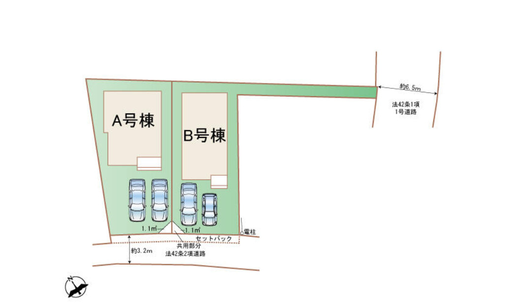 加古川市加古川町大野514番B号棟の区画図|区画図