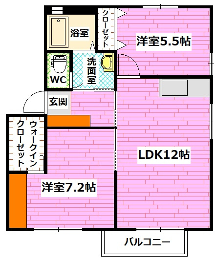 クレール山ノ代　B棟の間取り