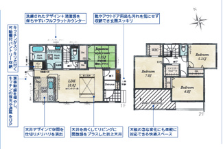 【間取り】 | 中央市西花輪 新築戸建 全2棟 1号棟 角地・太陽光パネル | 113.65㎡　４ＬＤＫ