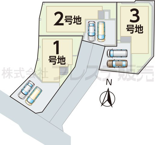 生駒市萩原町の新築一戸建 全３区画の区画図|全体区画図