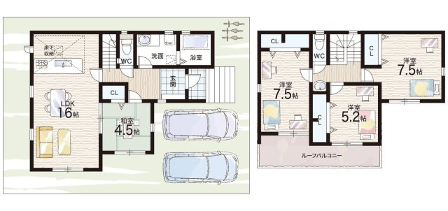 ◆和泉市光明台　第1期　新築一戸建ての間取り|2号地