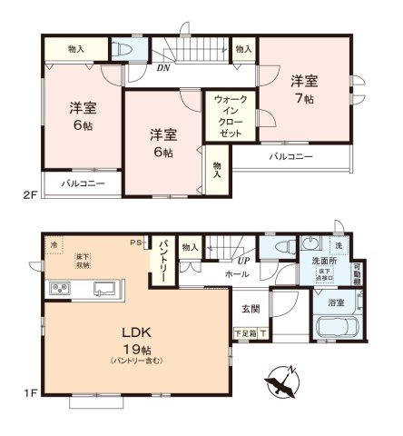 ふじみ野市上福岡４丁目の新築一戸建の間取り|全居室6帖以上＆南東向きで陽当り良好な3LDK！