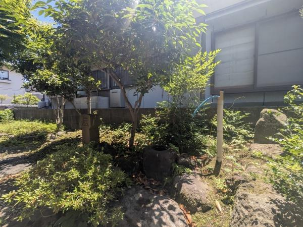 皆春　戸建ての庭|木々や植物が多く配置されており自然の雰囲気を感じられる庭です。明るい陽射しが差し込み石や植栽が落ち着いた印象を与えます。和の雰囲気が感じられる外観と調和しています。