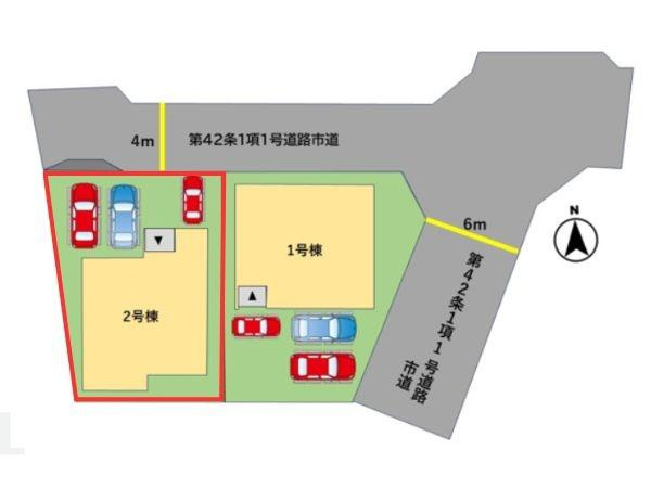 森町西3丁目1期2号棟の区画図|※図面と現況が異なる場合は現況を優先させていただきます。