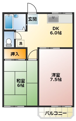 【間取り】 | ハイツ加賀 | コンパクトな2DKの間取りです！